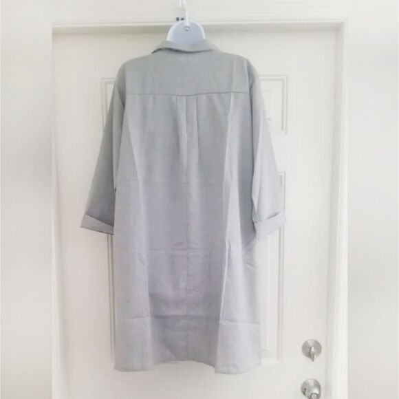 NWOT Gray Chambray Trapeze Shirt Dress (XL) 3/4 Sleeves A-Line Tunic - Picture 3 of 7